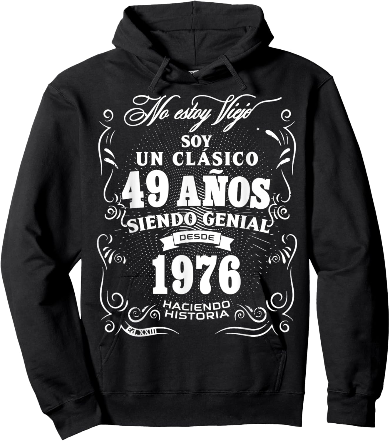 Vintage 49th Birthday Men Funny 1976 49 Birthday Spanish Hoodie - Hoodie | Black