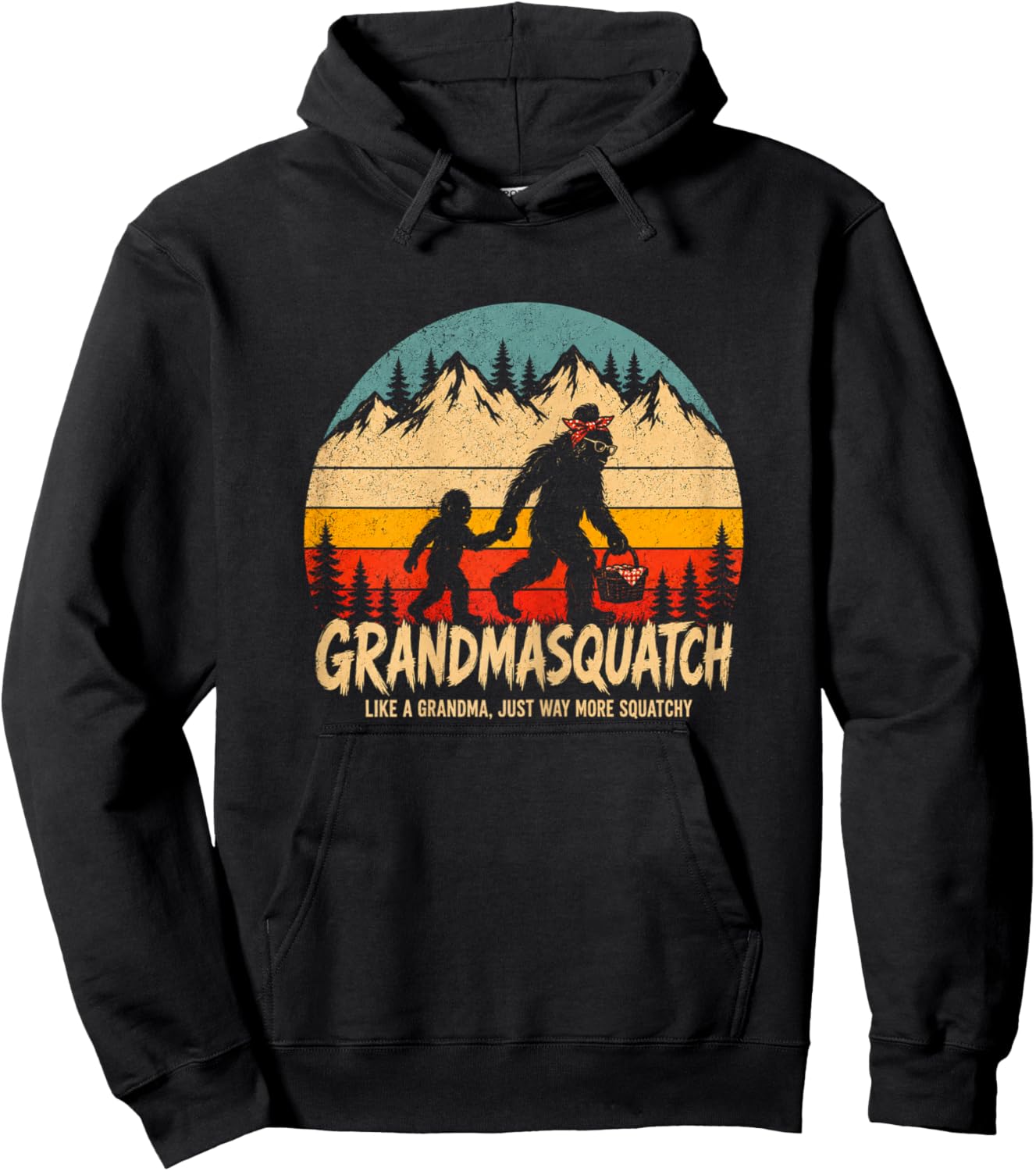 Grandma Squatch Funny Bigfoot Sasquatch Hoodie - Hoodie | Black