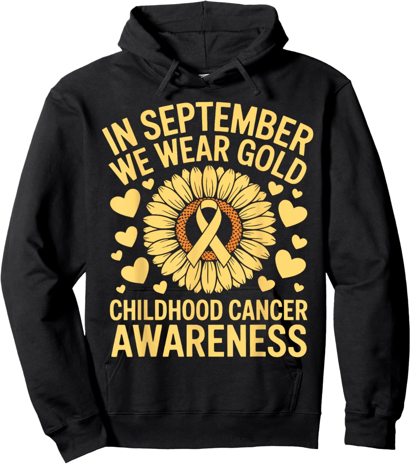 Flower in September We Wear Gold Childhood Cancer Awareness Hoodie - Hoodie | Black