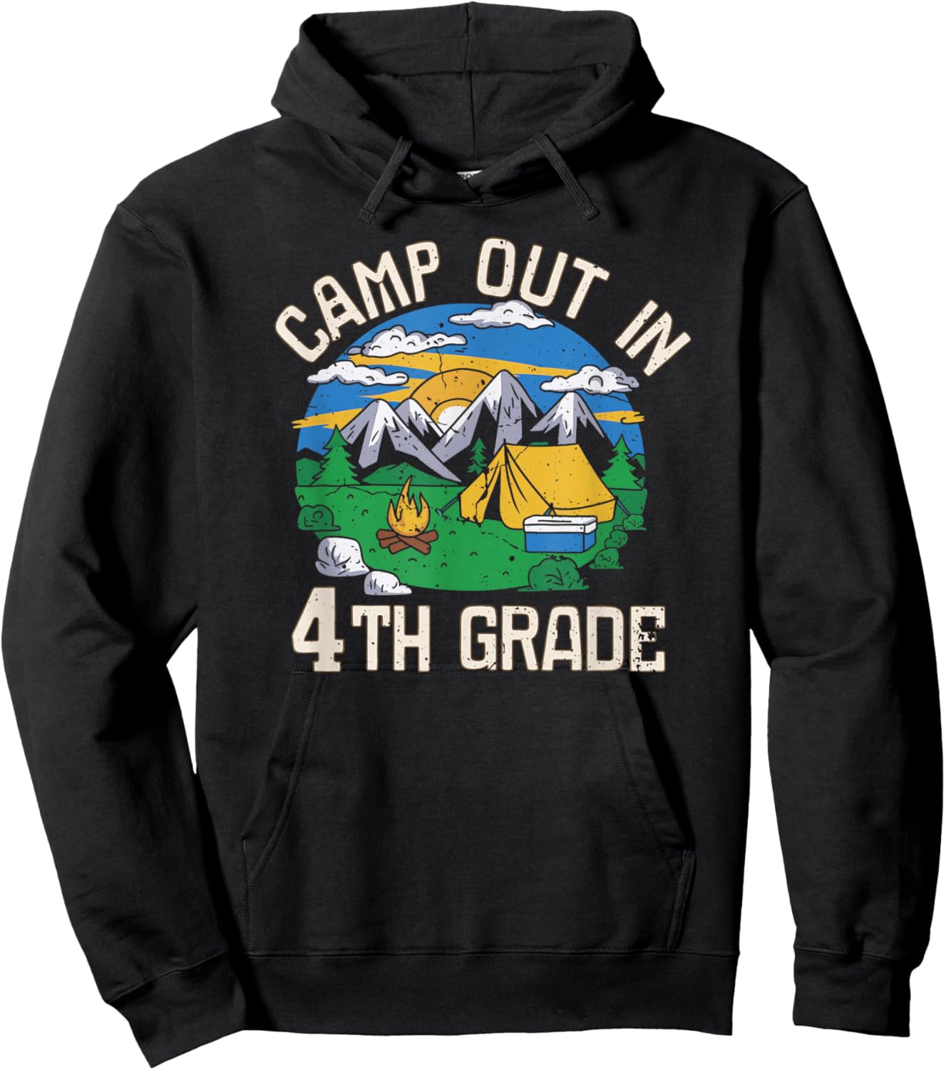 Camp out In 4th Grade Funny Camping Lovers Back to School Hoodie - Hoodie | Black