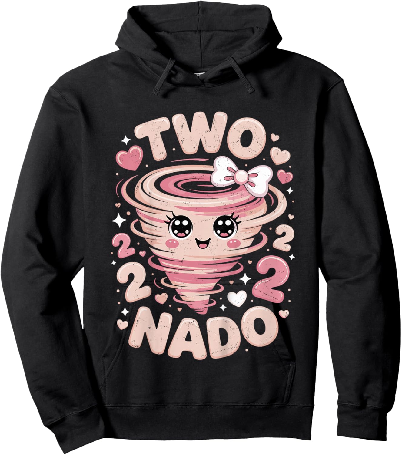 Two Nado 2nd Birthday Funny 2 Year Old Girls Kids Toddler Hoodie - Hoodie | Black