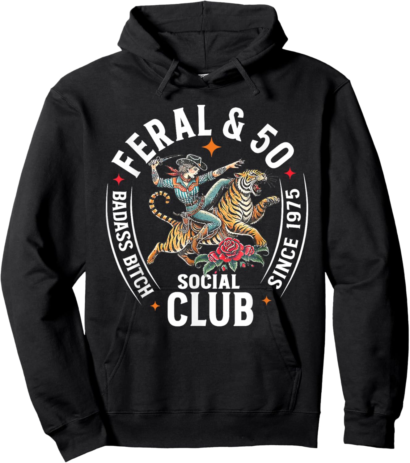 Feral & 50 Social Club Since 1975, Funny 50th Birthday Hoodie - Hoodie | Black