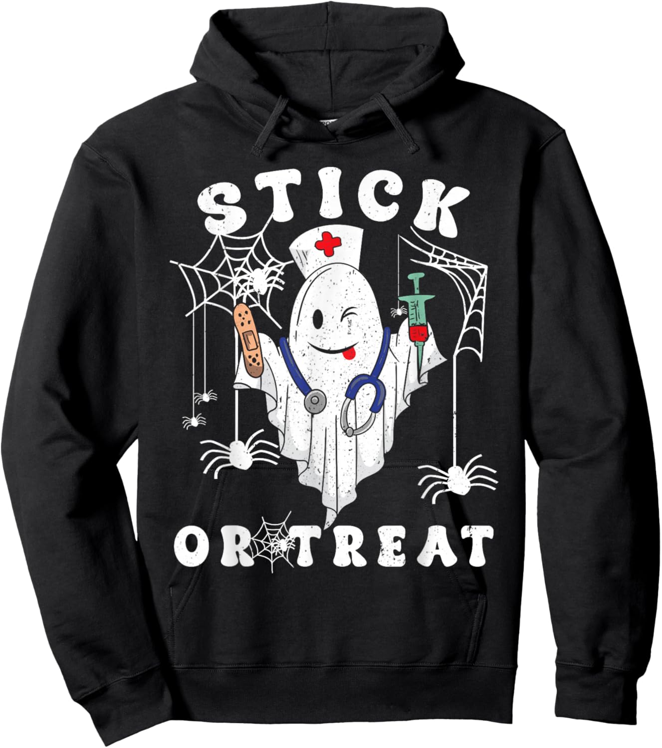 Stick or Treat Nurse Spooky Nurse Costume Funny Halloween Hoodie - Hoodie | Black