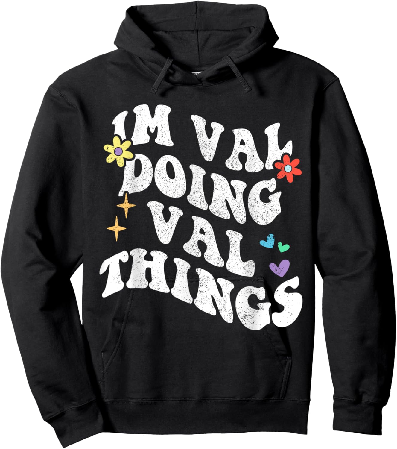 Retro Groovy Im Val Doing Val Things Funny Mother's Day Hoodie - Hoodie | Black