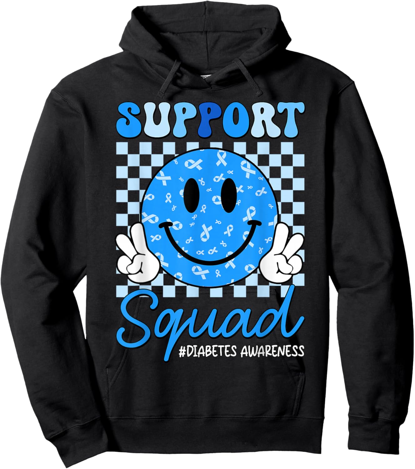in November We Wear Blue Diabetes Awareness Support Squad Hoodie - Hoodie | Black