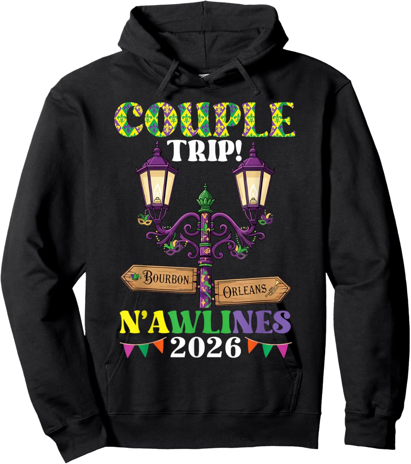Couple Trip Nawlines 2026 New Orleans Mardi Gras Squad Hoodie - Hoodie | Black