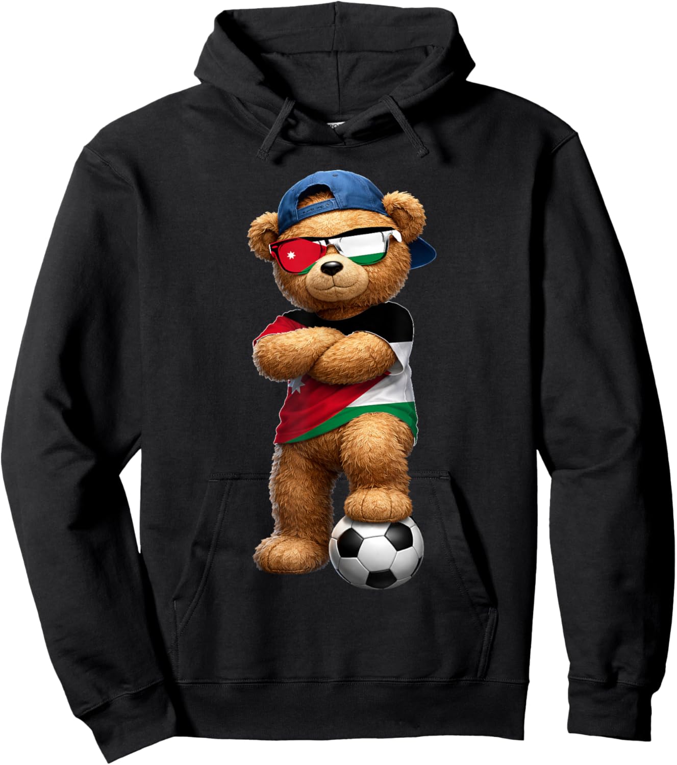 Jordanian Flag Teddy Player Sports Outfit for Jordan Hoodie - Hoodie | Black