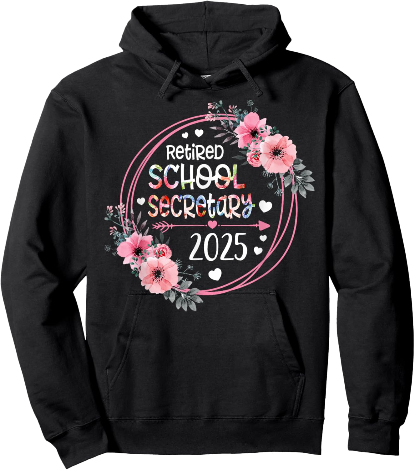 Floral Retired School Secretary Est 2025 Retirement Gift Hoodie - Hoodie | Black
