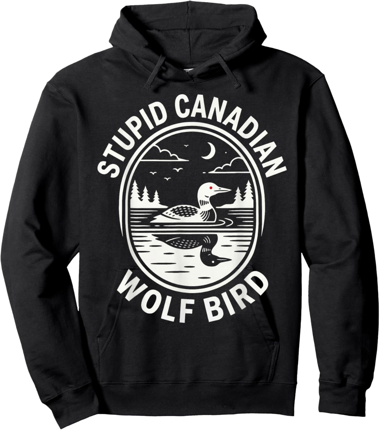 Hockey-Meme „Dummer Kanadischer Wolfsvogel“ mit beheiztem Lo Hoodie - Hoodie | Black