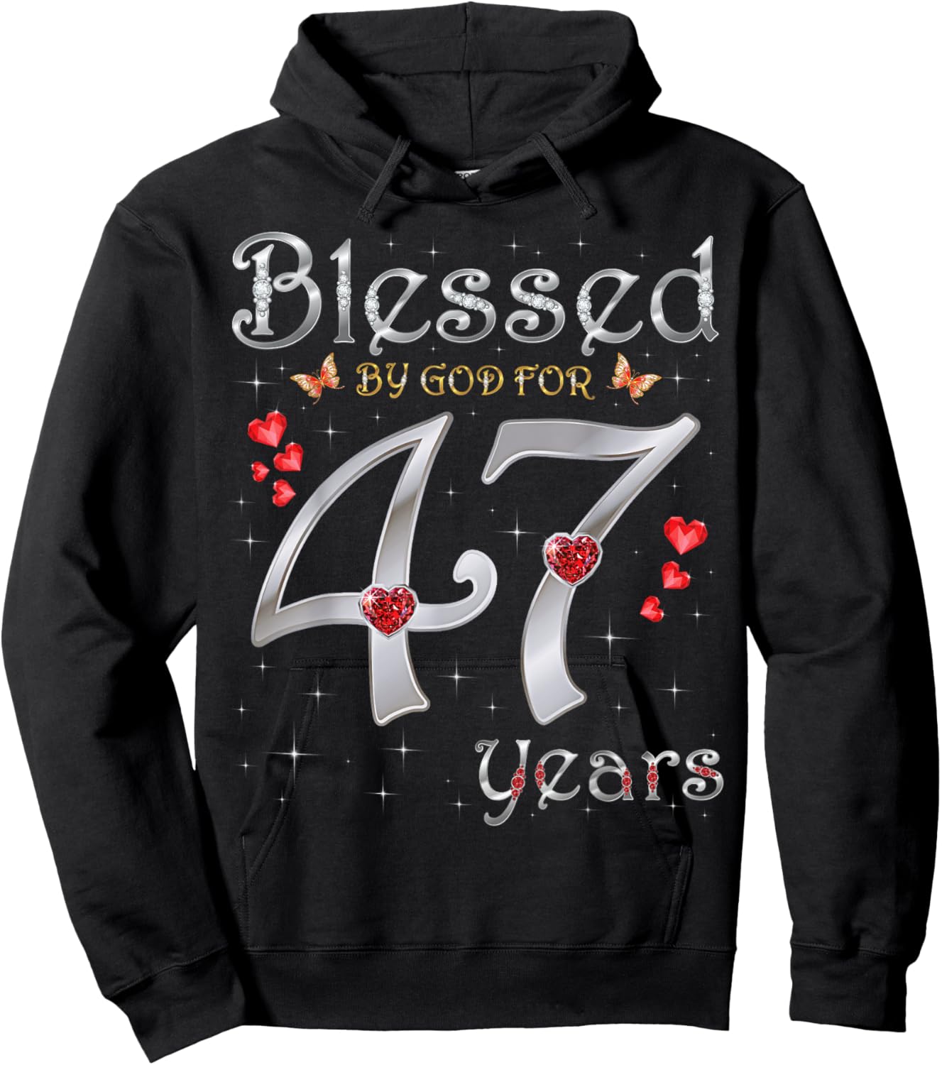 Blessed By God For 47 Years Old 47th Birthday Party Queen Hoodie - Hoodie | Black