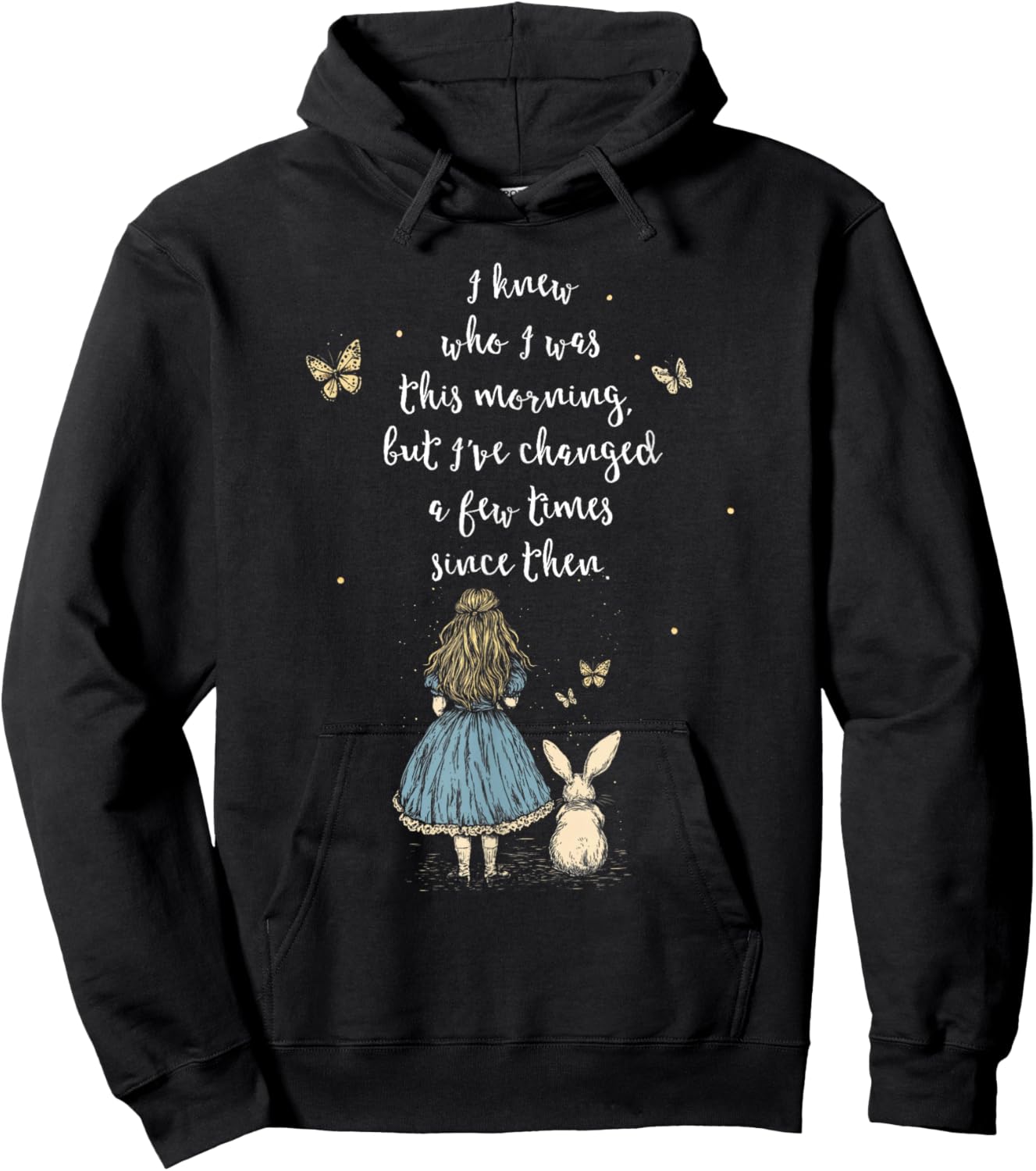 Alice in Wonderland Quote - Fantasy Rabbit , Black, S Hoodie - Hoodie | Black