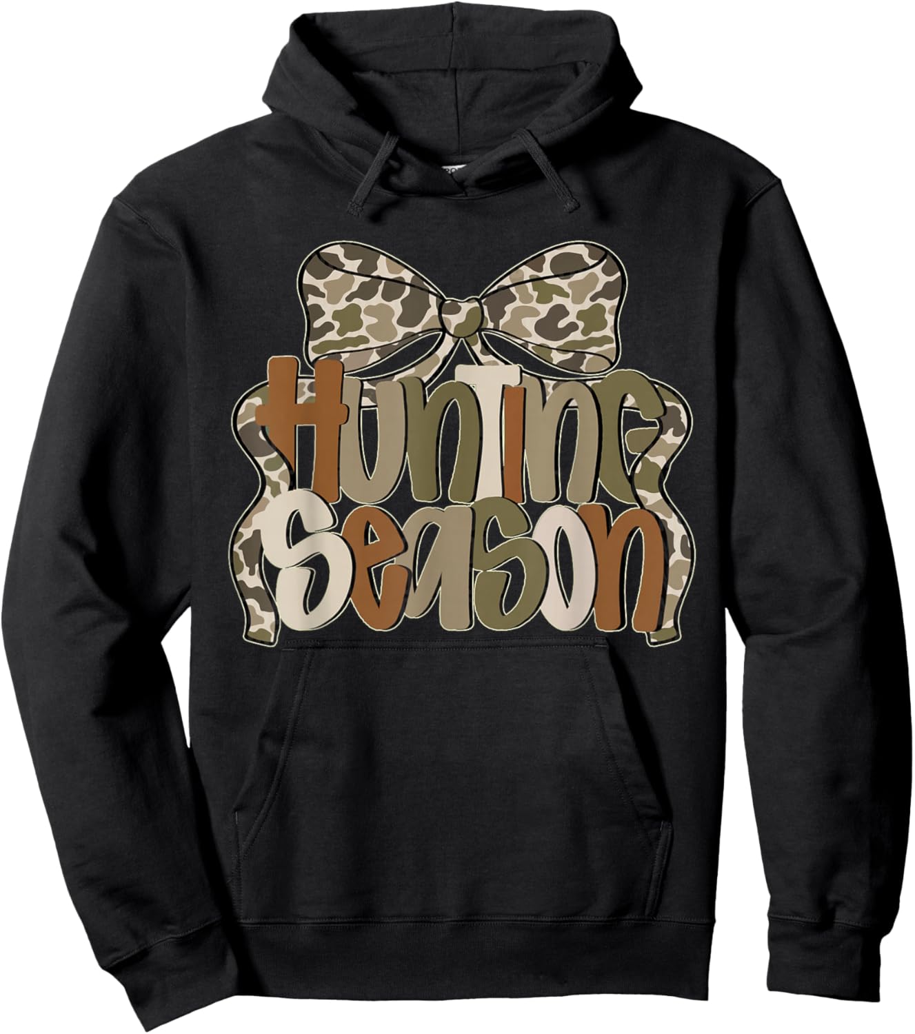 Camo Coquette Bow Hunting Season Camo Hunt Women Mom Mama Hoodie - Hoodie | Black