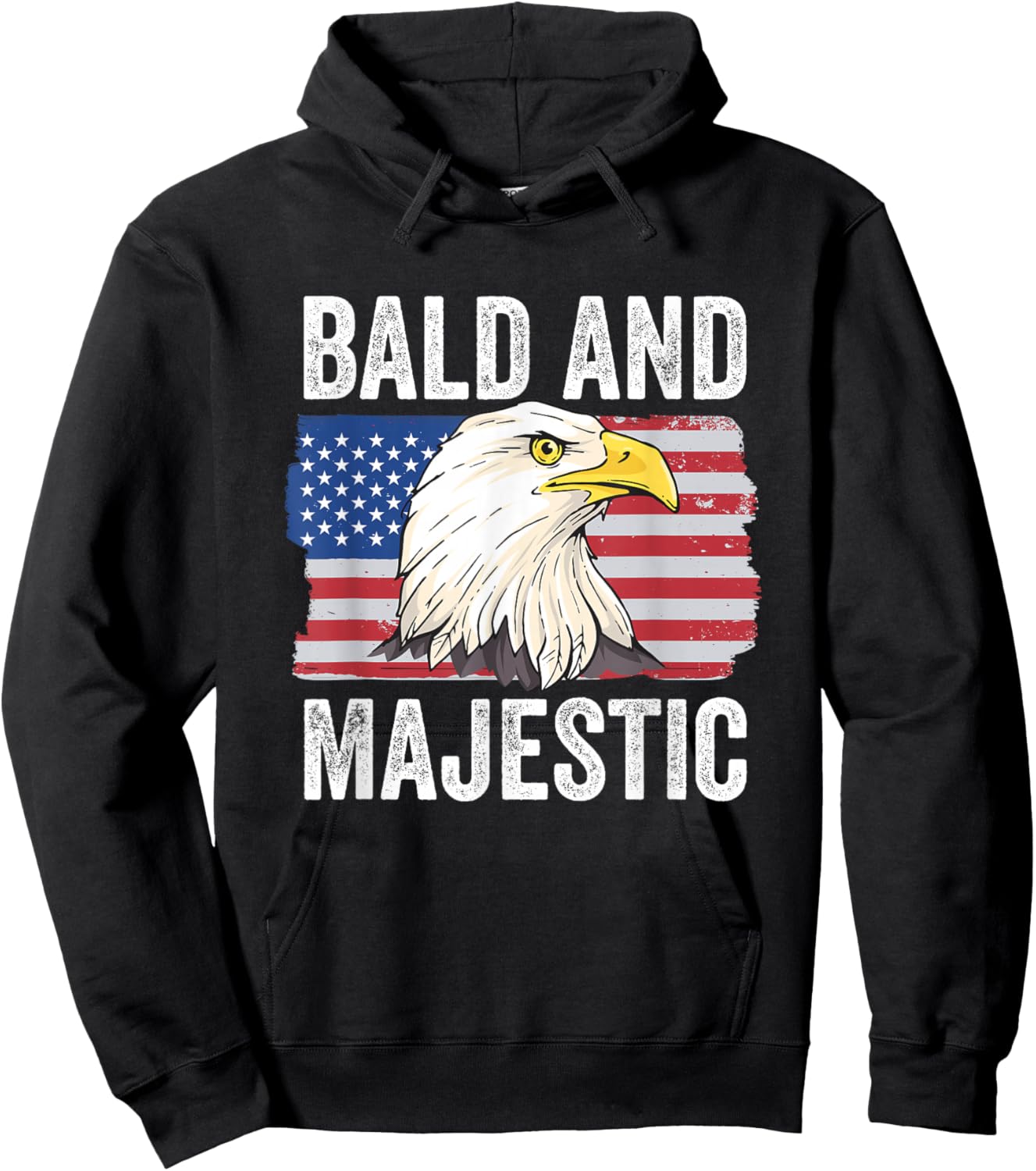 Bald and Majestic 4th of July Independence Day Bald Eagle Hoodie - Hoodie | Black