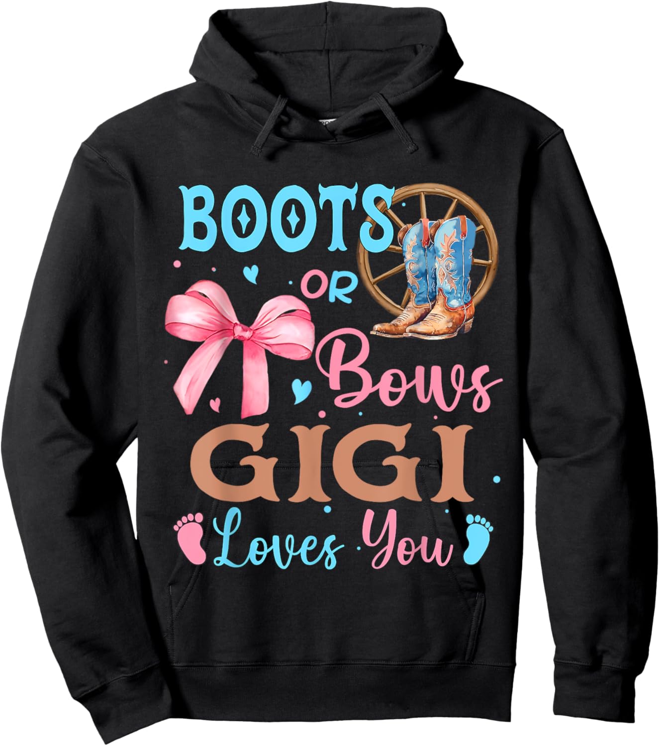 Boots or Bows Gender Reveal Decorations Gigi Loves You Hoodie - Hoodie | Black
