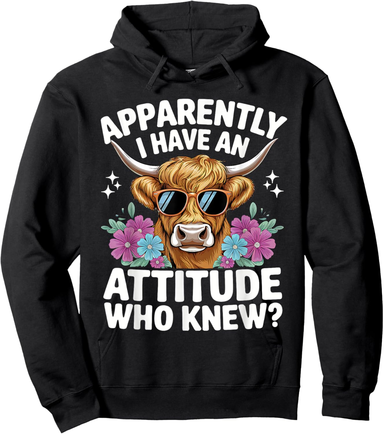 Apparently I Have An Attitude Who Knew Bleached Highland Cow Hoodie - Hoodie | Black