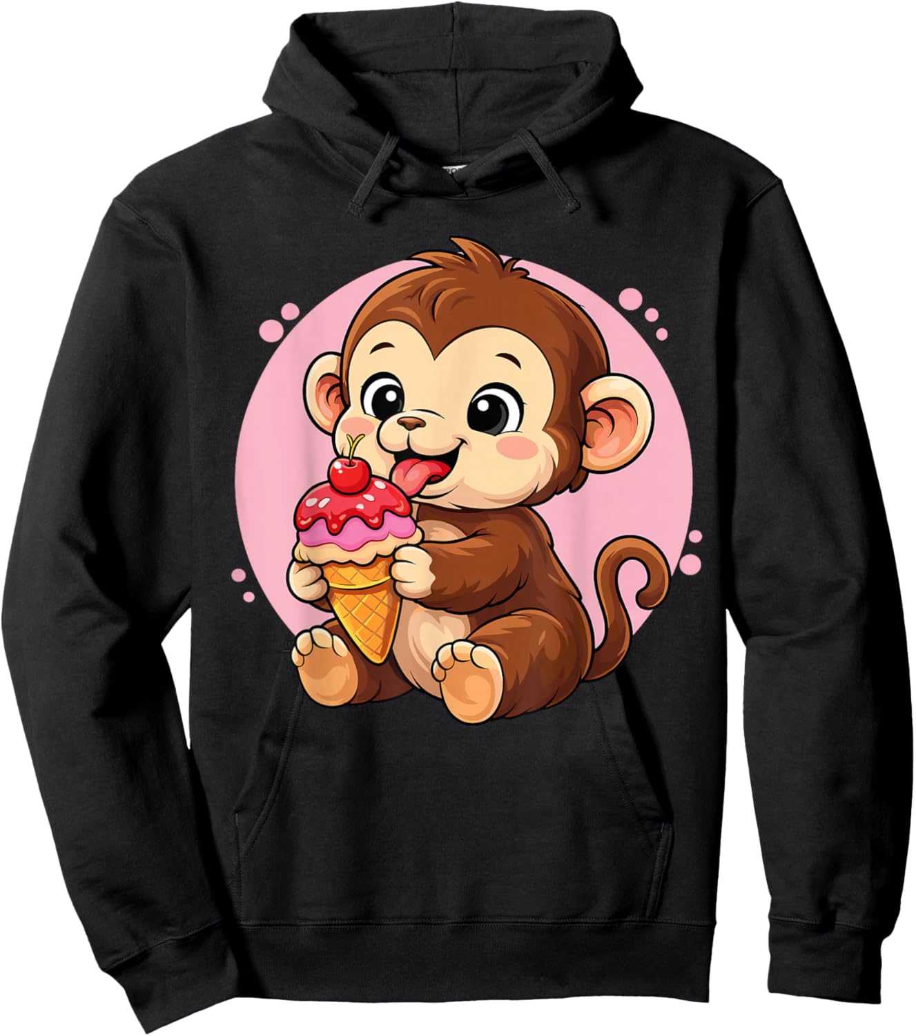 Monkey Eating Ice Cream Graphic Boys Girls Monkey Lover Hoodie - Hoodie | Black