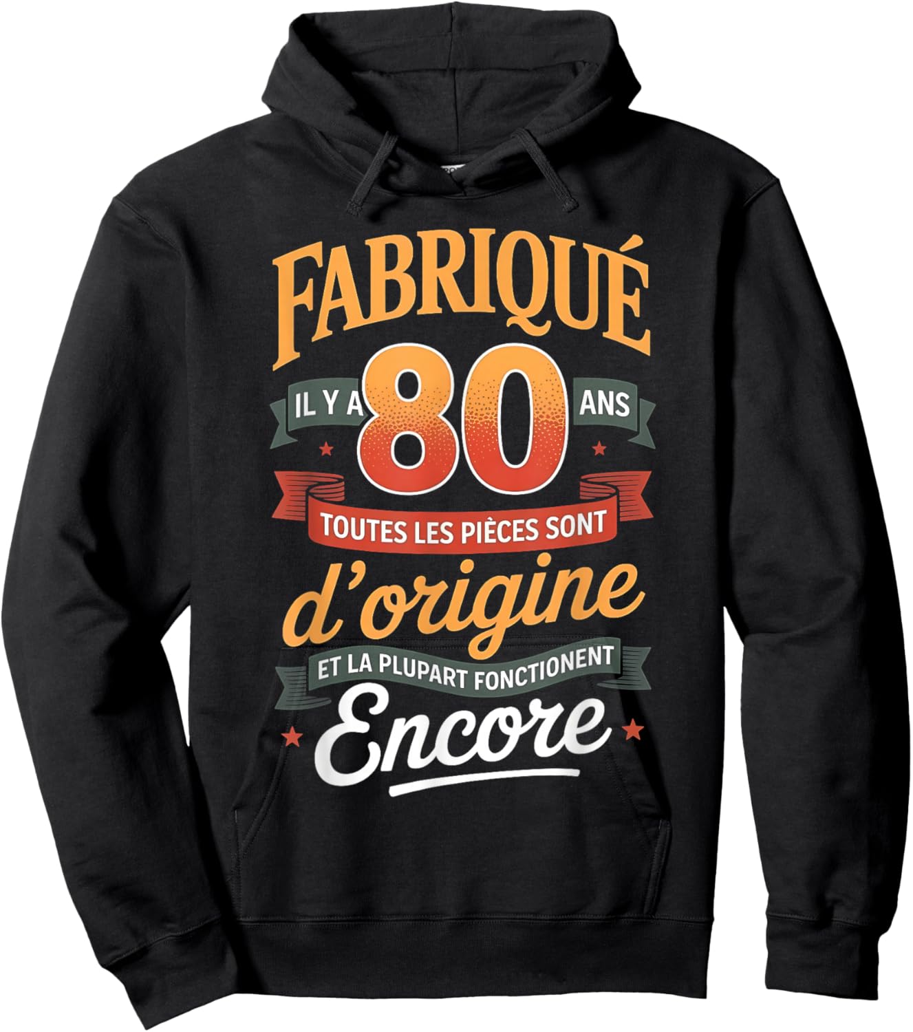 Fabriqué il y a 80 Ans Vintage 80 Ans Anniversaire Blague Hoodie - Hoodie | Black