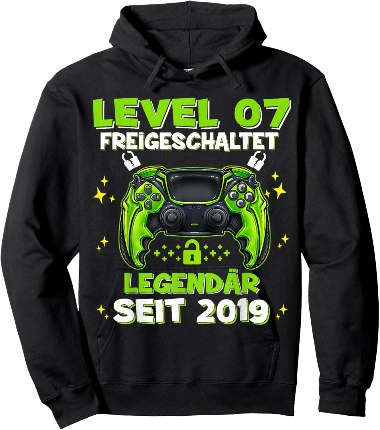 Level 7 Years Birthday Shirt Boy Gamer 2019 Birthday Hoodie - Hoodie | Black
