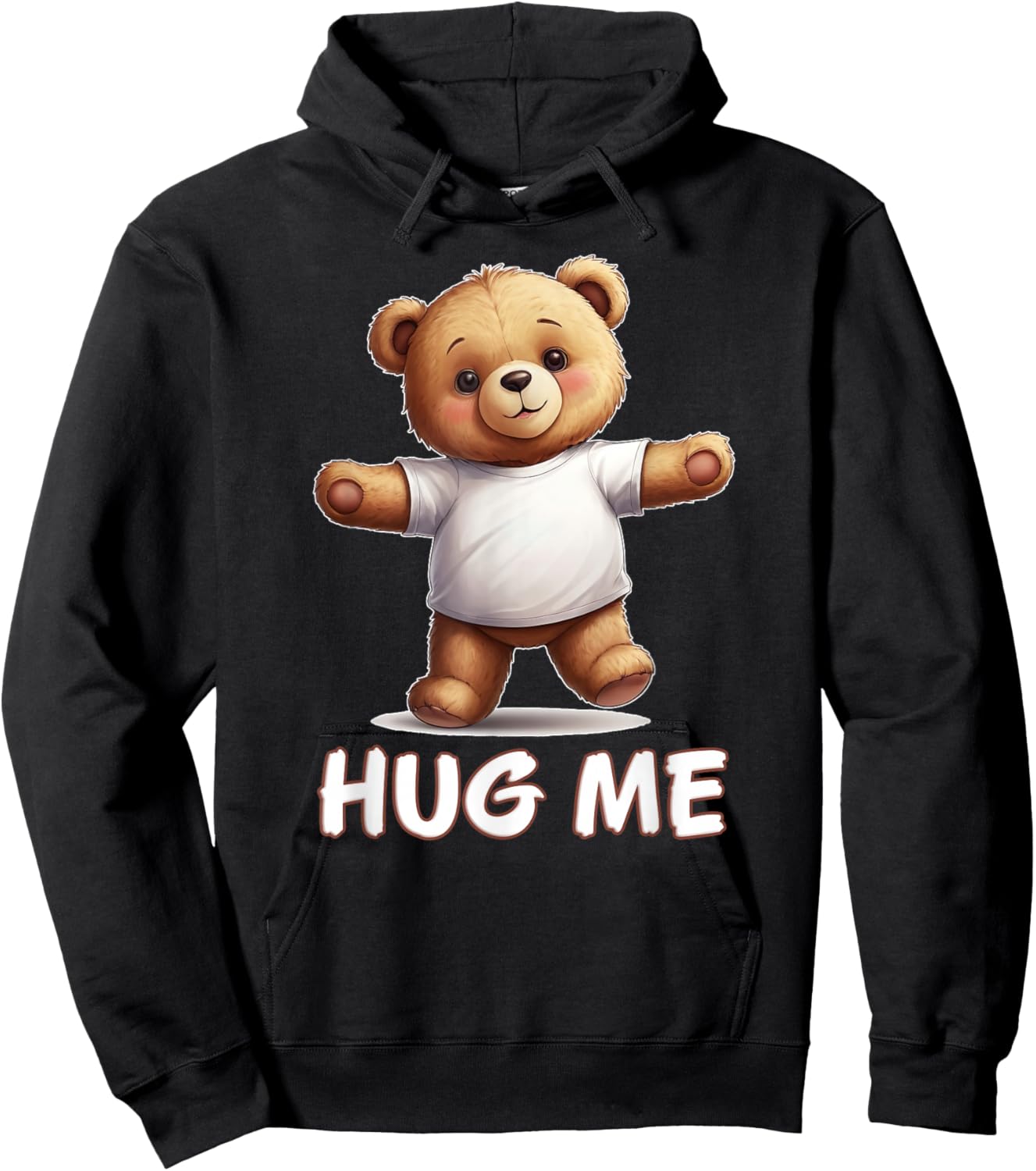 Cute Teddy Bear Hug Me Hoodie - Hoodie | Black