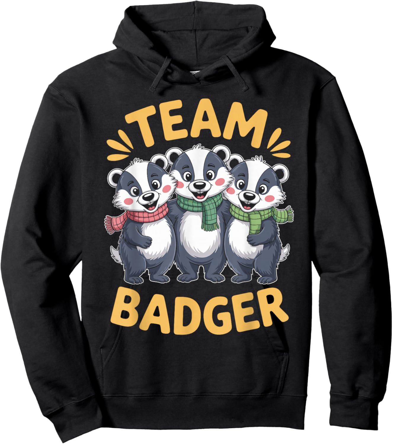 Team Badger Funny Cartoon Animal Themed Family Cute Forest Hoodie - Hoodie | Black