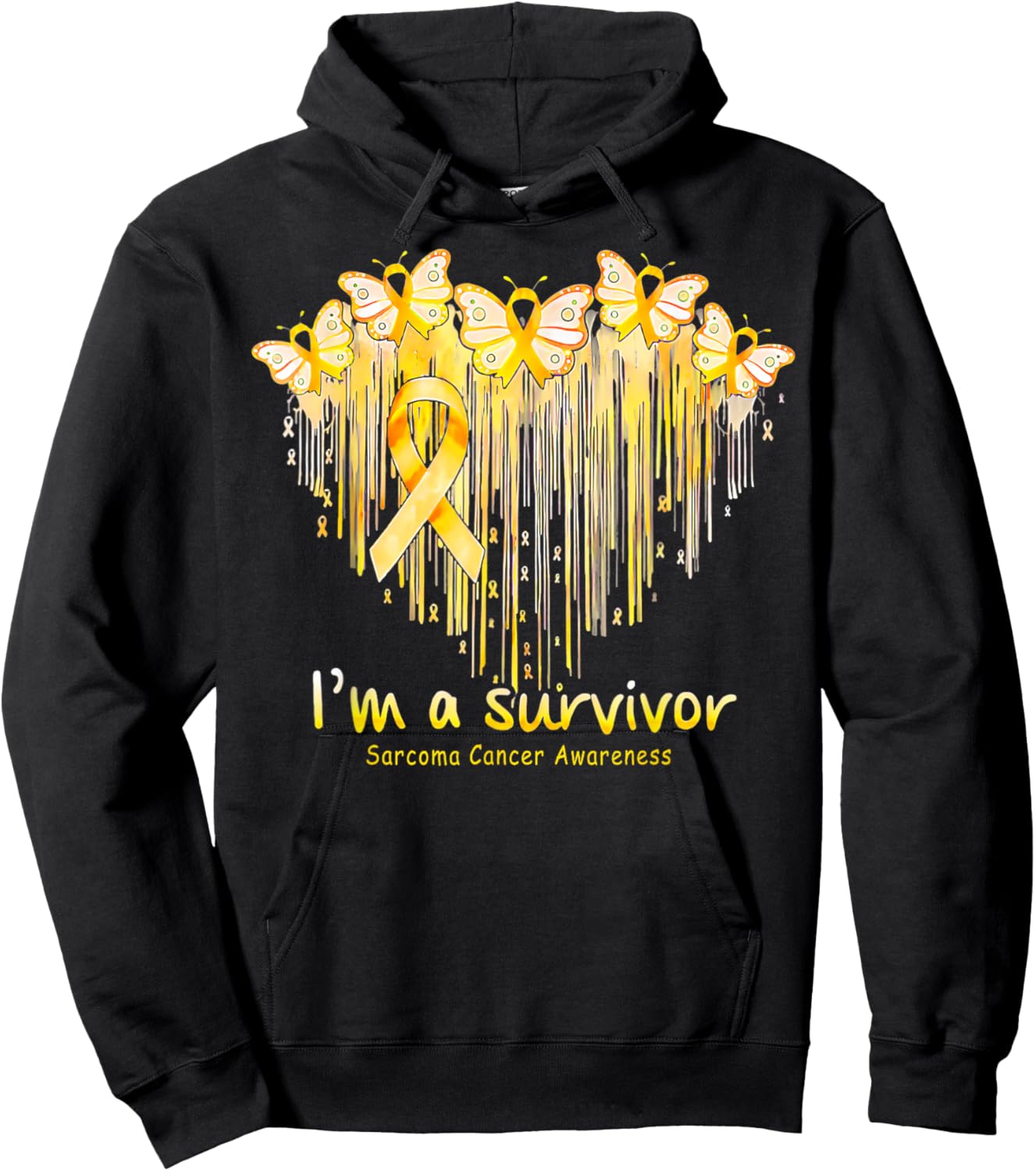 I'm A Survivor Sarcoma Cancer Awareness Heart Butterfly Hoodie - Hoodie | Black