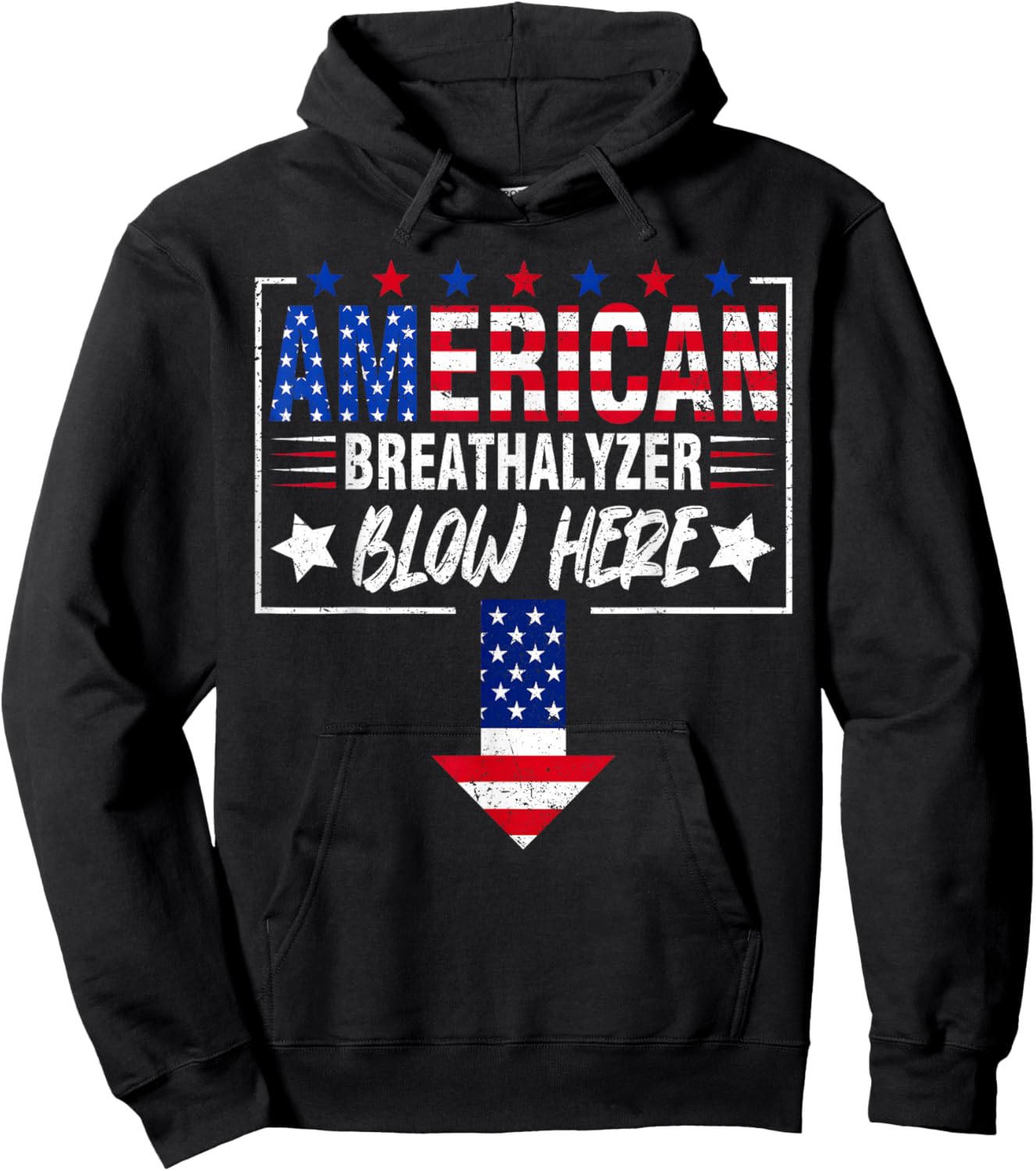 4th of July Breathalyzer Blow Here Funny Men Women Hoodie - Hoodie | Black