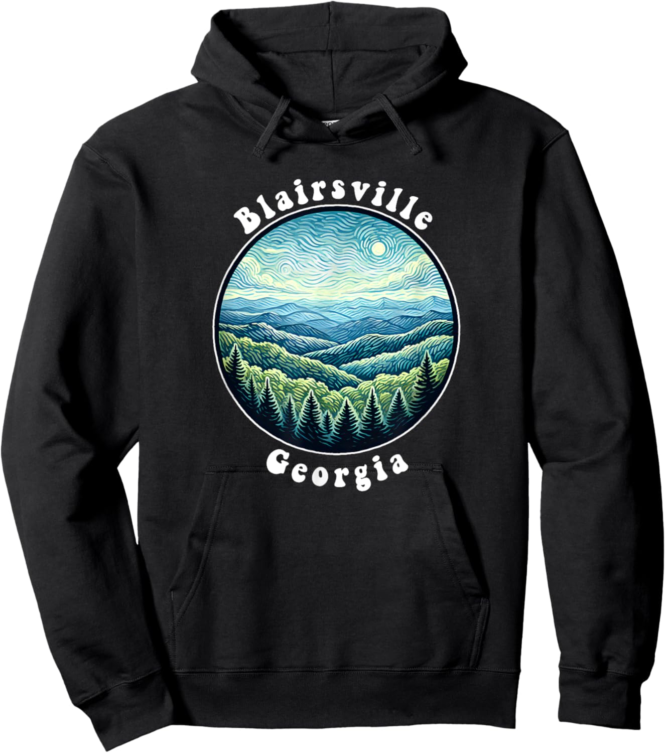 Blairsville Georgia Mountains Forest Vacation Souvenir Hoodie - Hoodie | Black