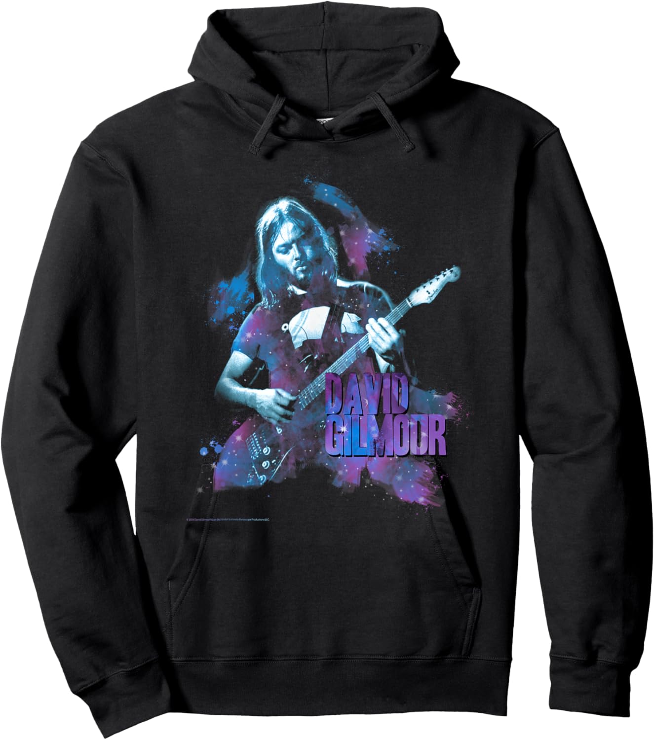 Official David Gilmour Portrait with Guitar Colorful Hoodie - Hoodie | Black