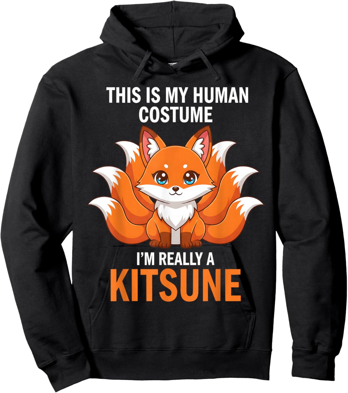 This is My Human Costume Design I'm Really A Kitsune Hoodie - Hoodie | Black