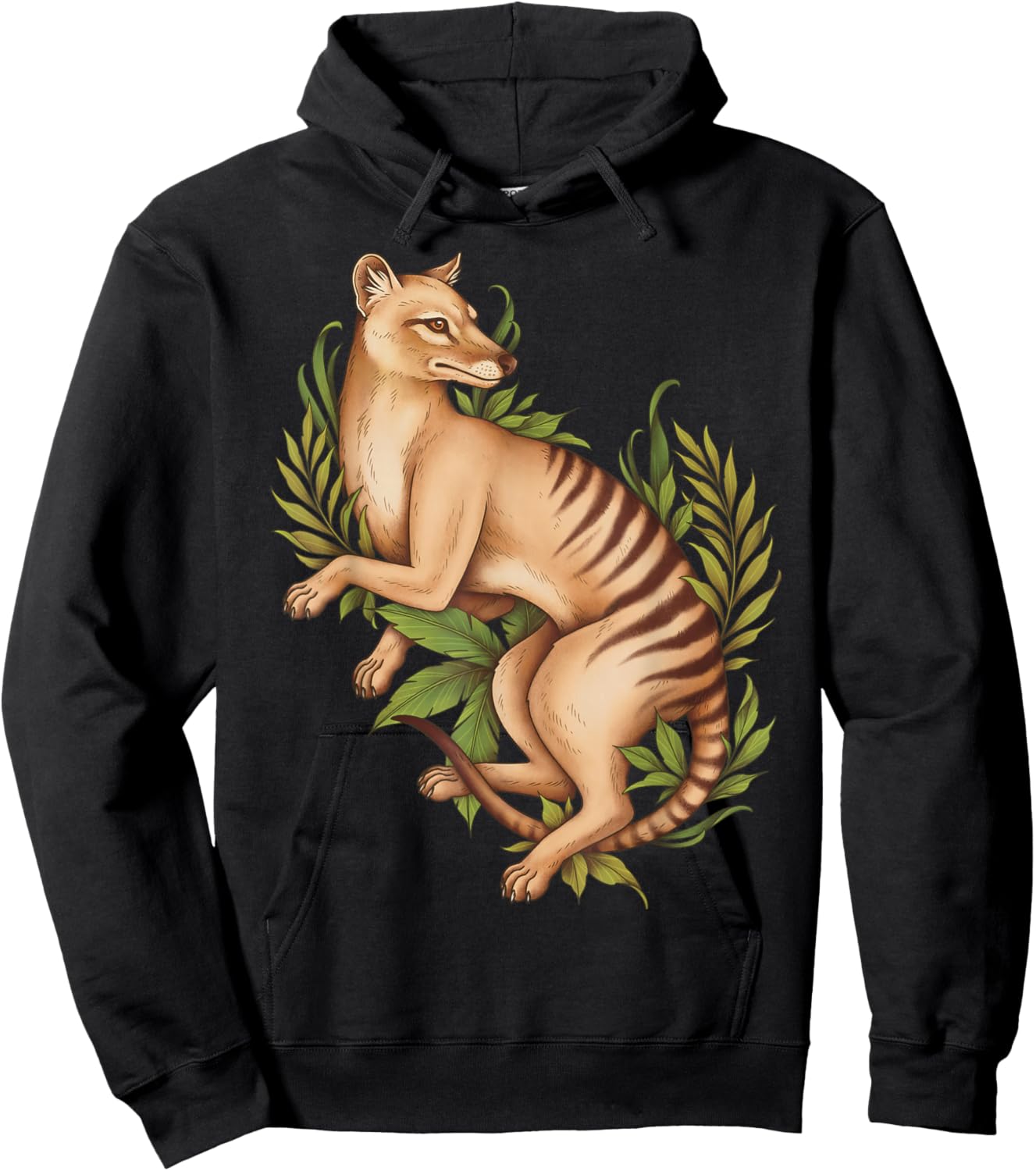 Thylacine Tasmanian Wolf Cryptid Tiger Furry Therian Hoodie - Hoodie | Black