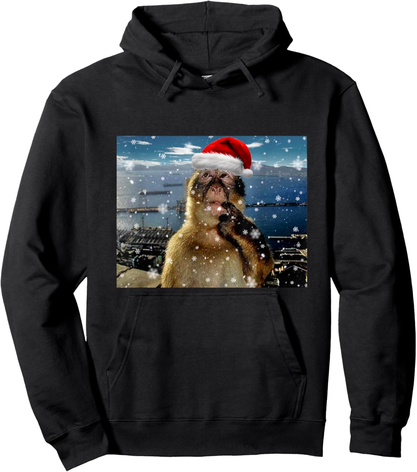 Christmas Thinking Monkey Meme Brainrot Xmas Gift Hoodie - Hoodie | Black