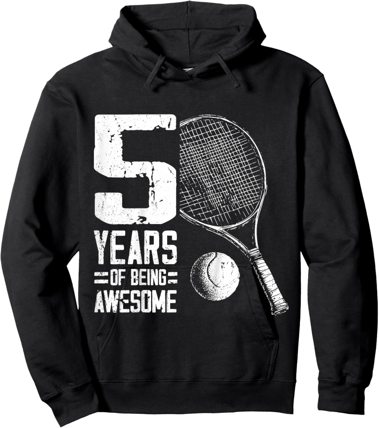 5th Birthday Boys Tennis Player Tennis 5 Years Old Hoodie - Hoodie | Black