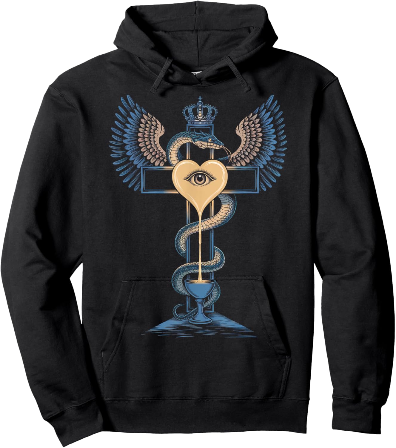 Cross Heart Holy Grail Crown Wings Nectar Immortality Serpnt Hoodie - Hoodie | Black