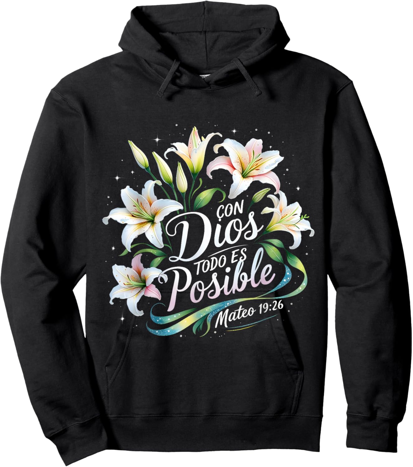 Con Dios Todo ES Posible Mateo 19:26 Gift Hoodie - Hoodie | Black
