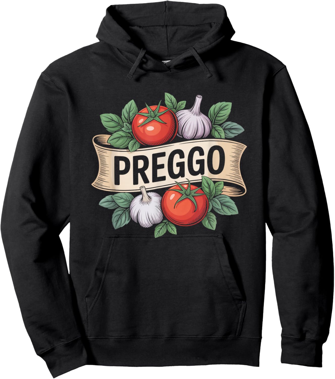 Pregnancy Announcement Prego Pasta Sauce Funny Preggo Hoodie - Hoodie | Black