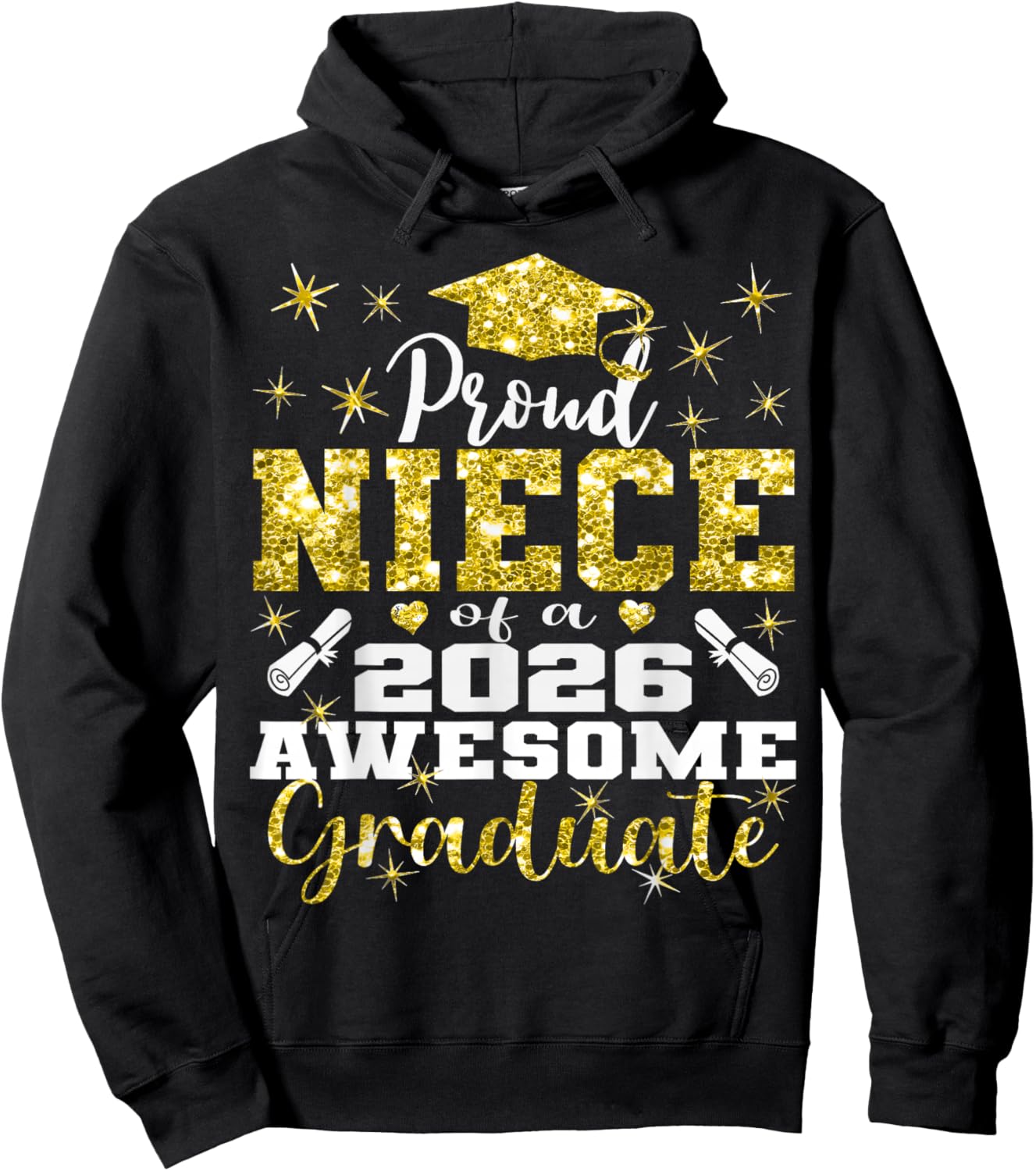 Super Proud Niece of 2026 Graduate Senior Graduation Family Hoodie - Hoodie | Black