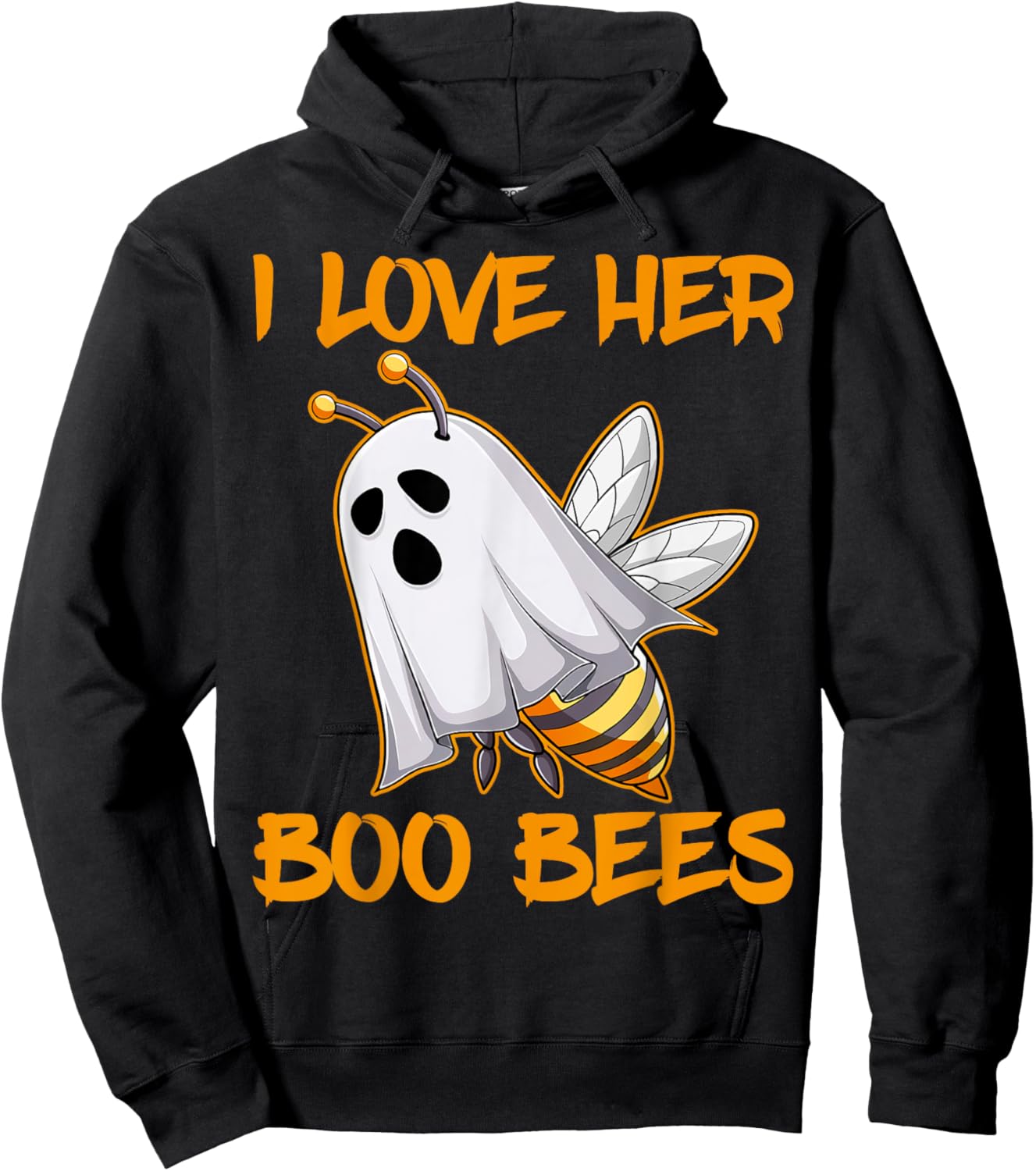 Funny I Love Her Boo Bees Couples Halloween Day Men Women Hoodie - Hoodie | Black