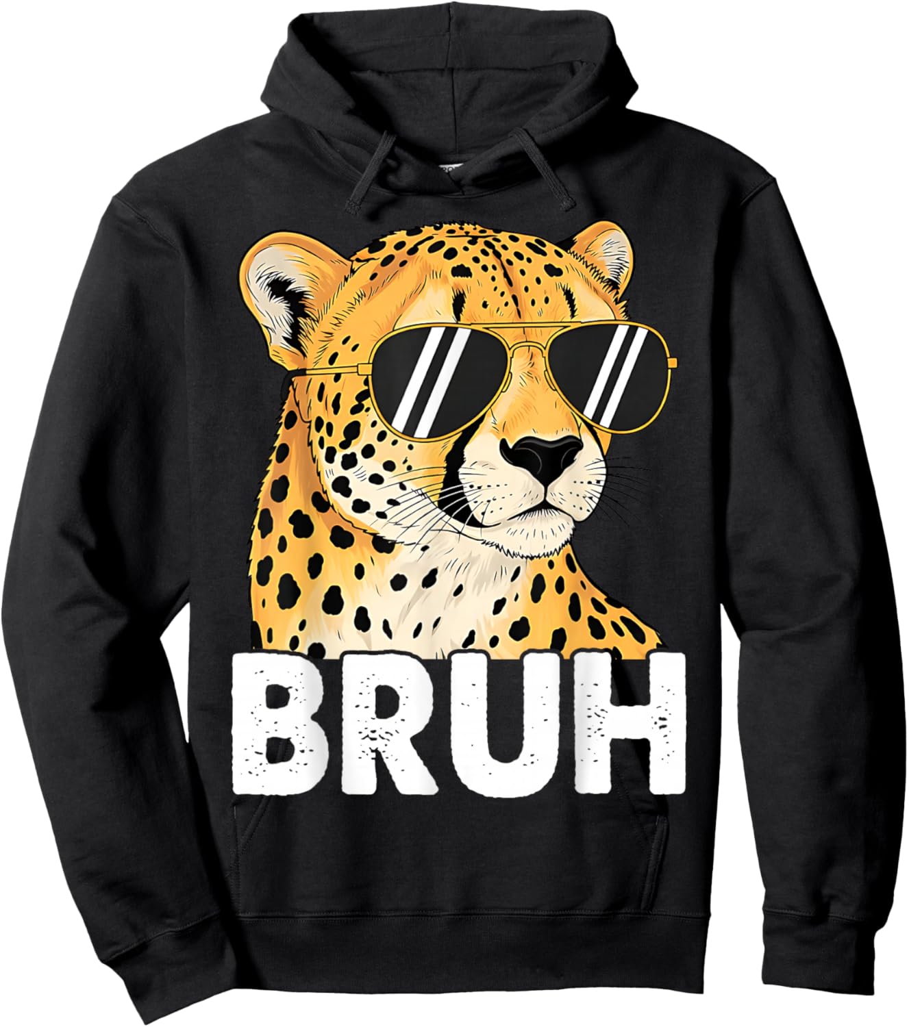 Bruh Cheetah Meme Men Boys Animal Print Kids Hoodie - Hoodie | Black