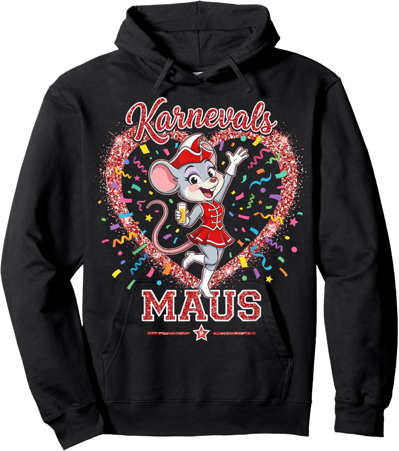 Carnival Mouse Red White Cologne Alaaf Costume Replacement Hoodie - Hoodie | Black
