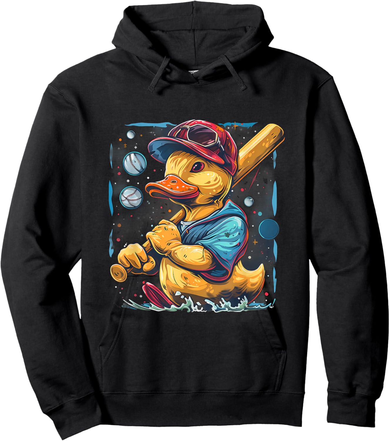 Rubber Duck Baseball Player Space Moon Rubber Duckie Hoodie - Hoodie | Black