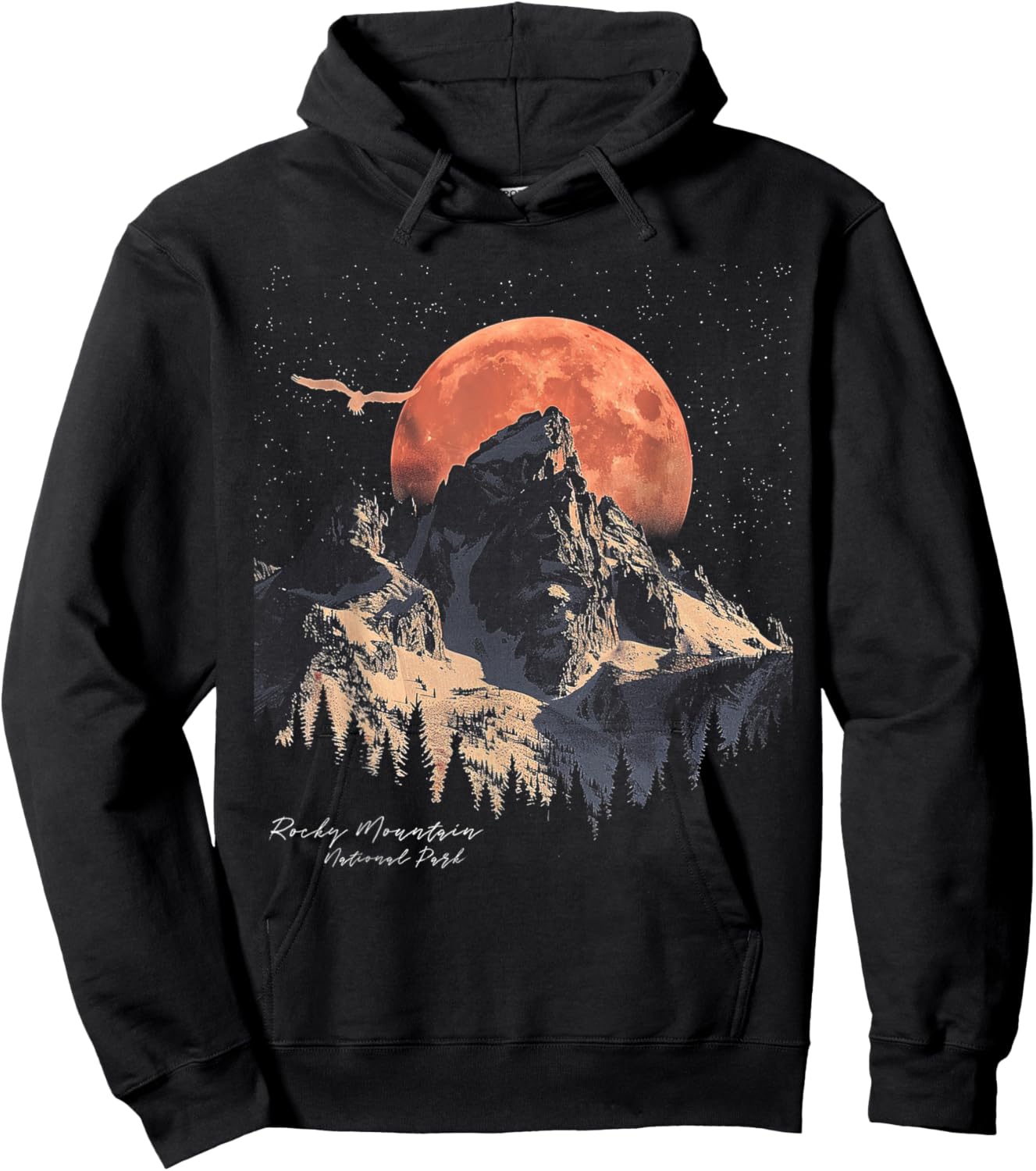 Rocky Mountain - US National Park Vintage Men Women Retro Hoodie - Hoodie | Black