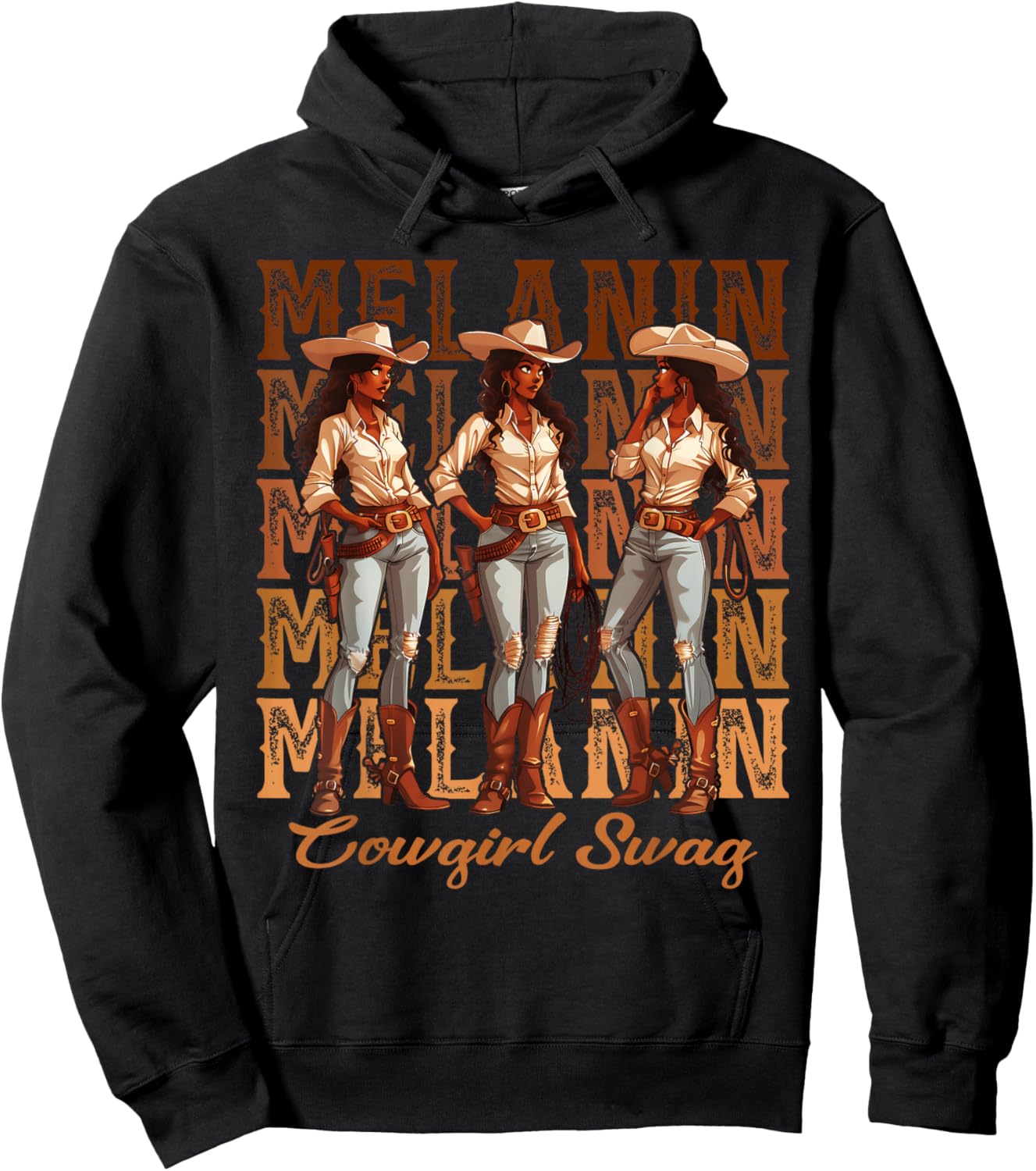 Women African Melanin Cowgirl Swag Black History Month Girls Hoodie - Hoodie | Black