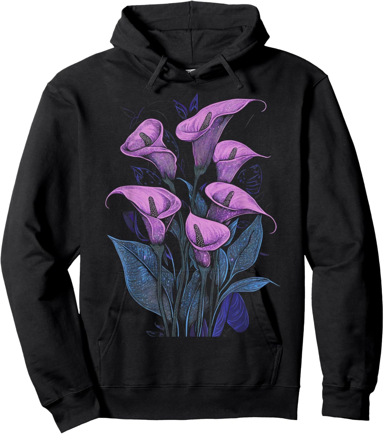 Purple Calla Lily Flower Plant Lover Floral Hoodie - Hoodie | Black