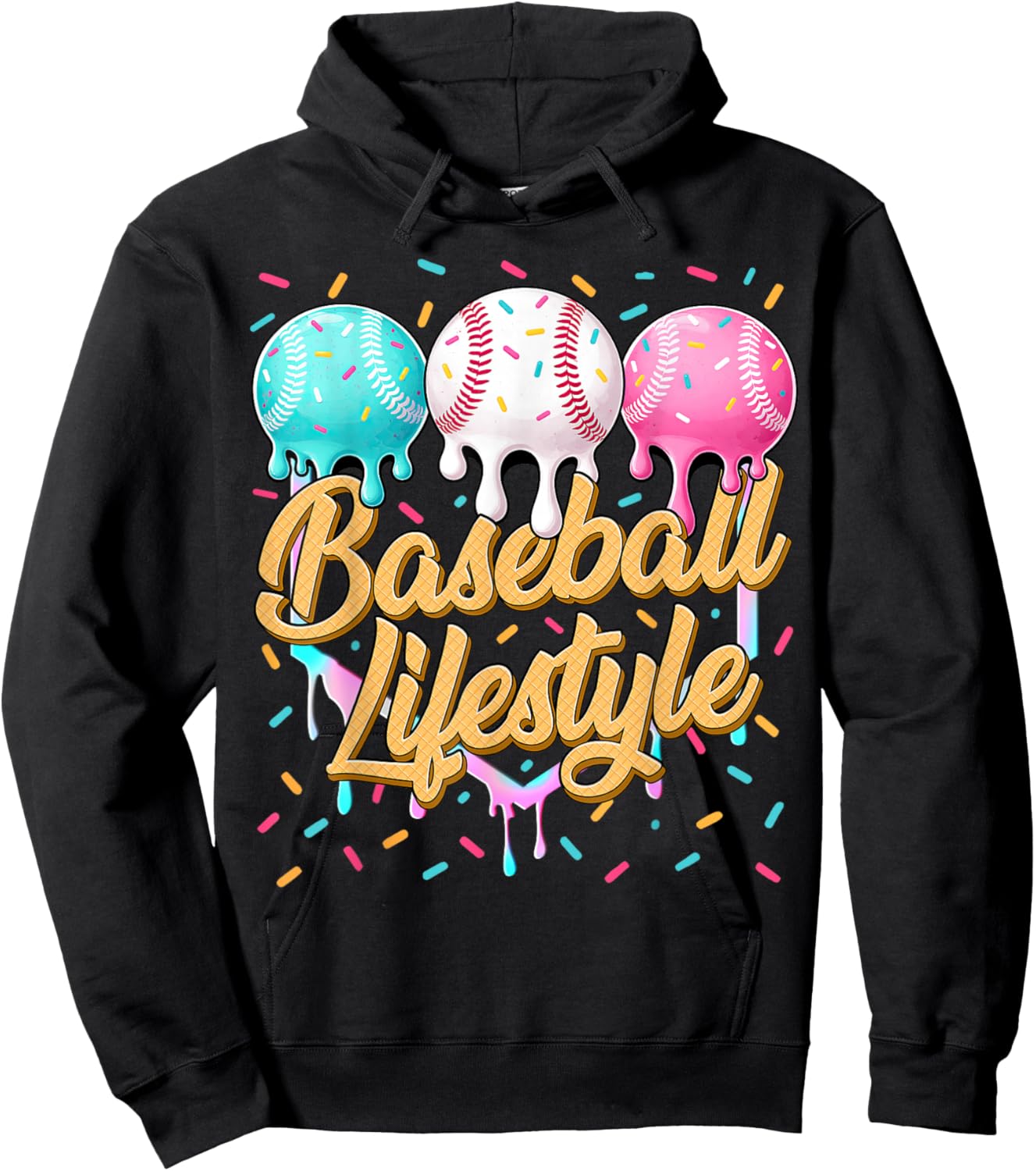 Baseball Life Style Drip Baseball Shirts Youth Boys Kids Hoodie - Hoodie | Black
