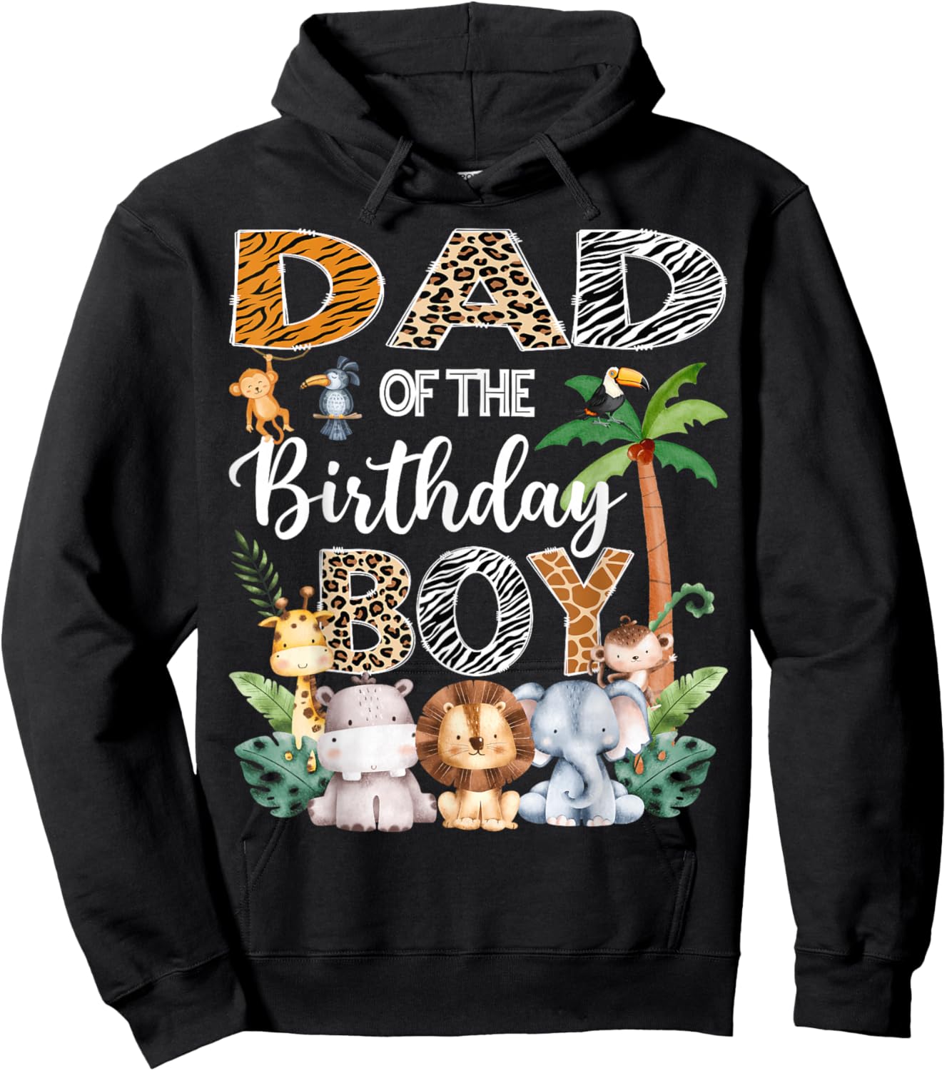 Dad Of The Birthday Boy Safari Jungle Bday Party Hoodie - Hoodie | Black