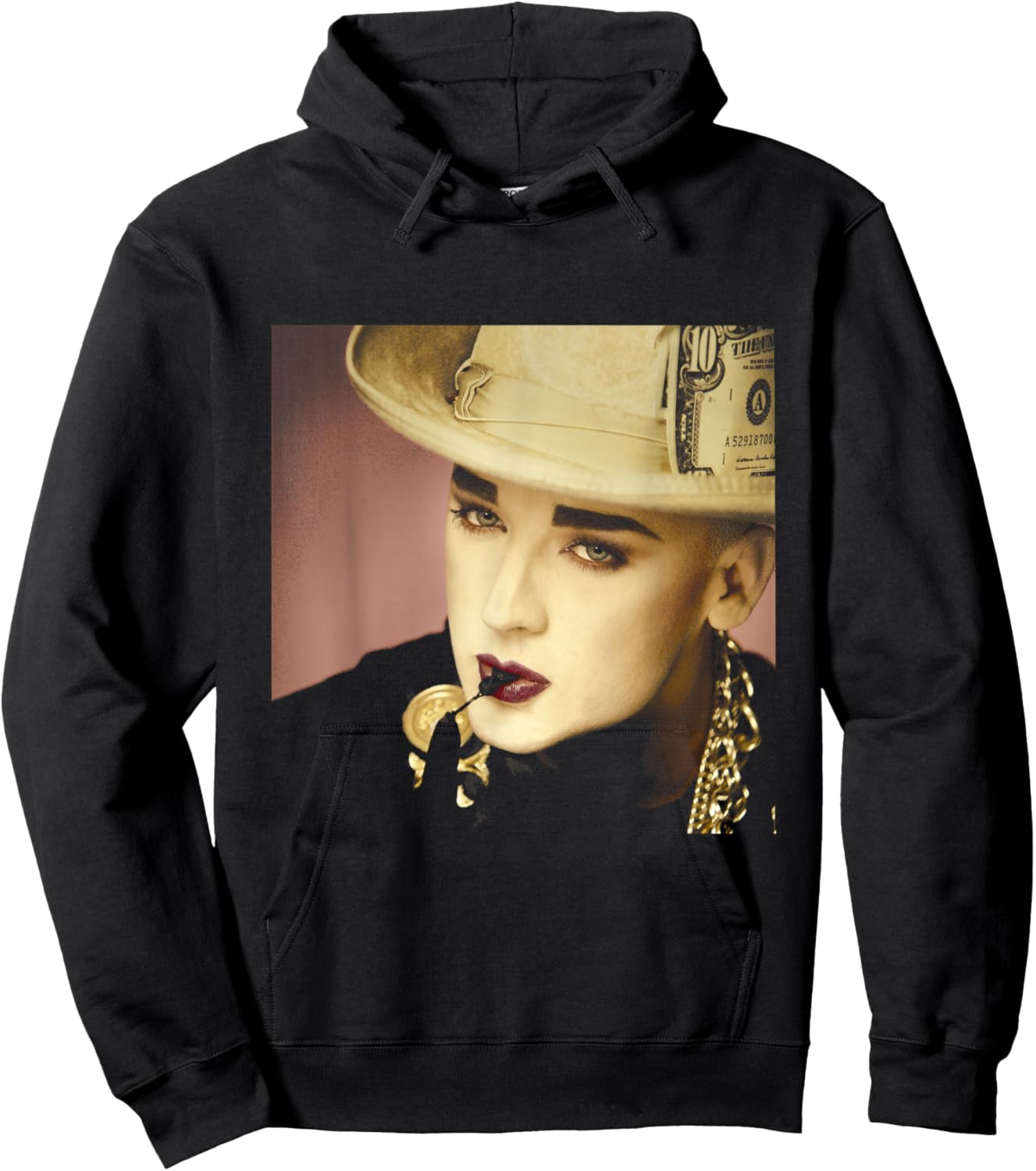 Boy George of Culture Club Dollar Hat by Simon Fowler Hoodie - Hoodie | Black