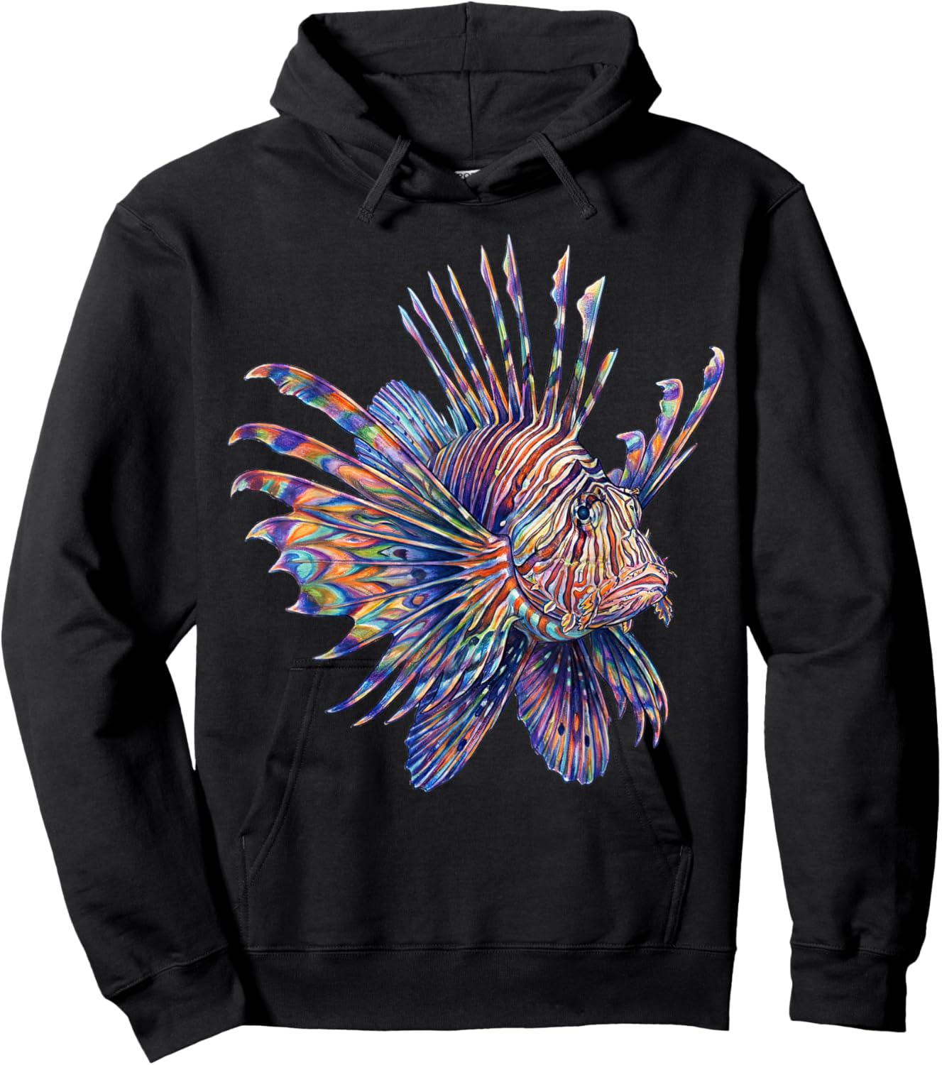 Lionfish Abstract Ocean Art Marine Life Colorful Hoodie - Hoodie | Black