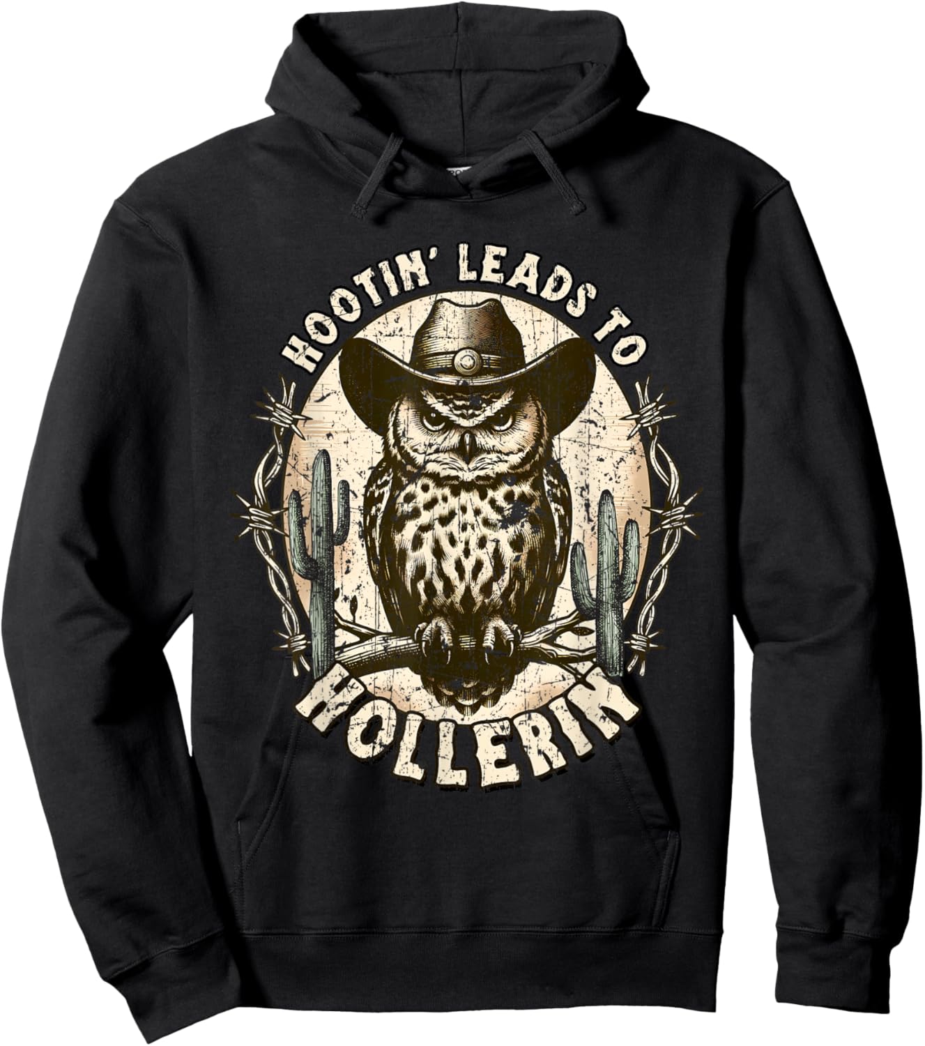 Hootin' Leads To Hollerin' Groovy Hoodie - Hoodie | Black