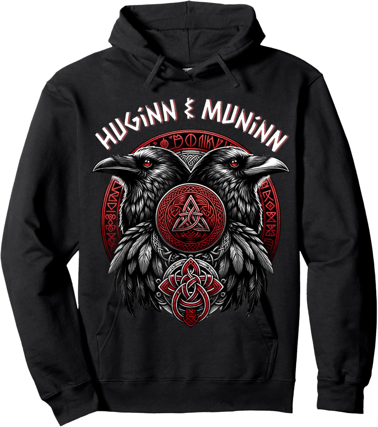 Odin Ravens Huginn & Muninn Vegvisir Norse Vikings Myth Hoodie - Hoodie | Black