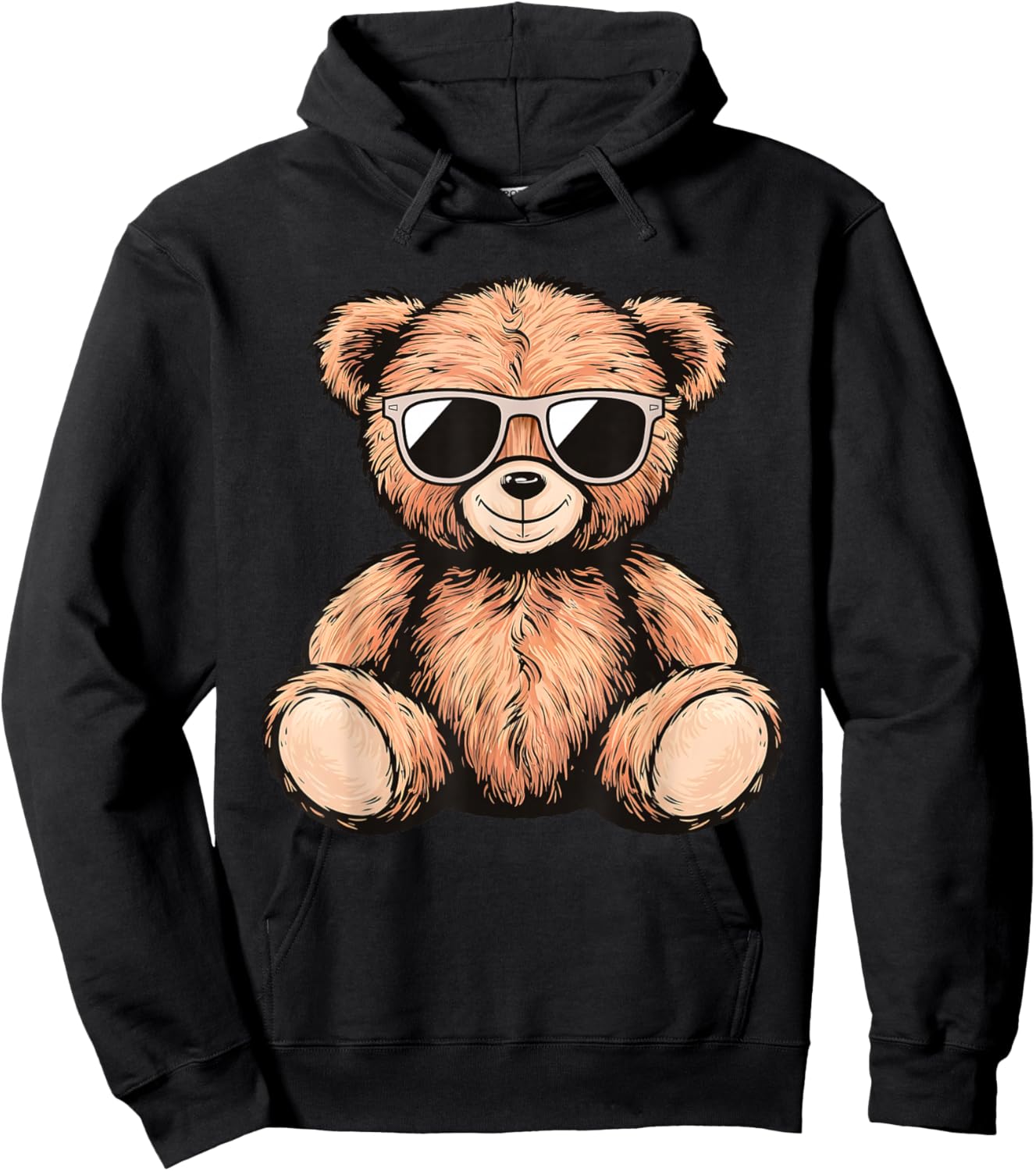 Cool Teddy Bear Men Women Kids Casual Cute Funny Graphic Hoodie - Hoodie | Black